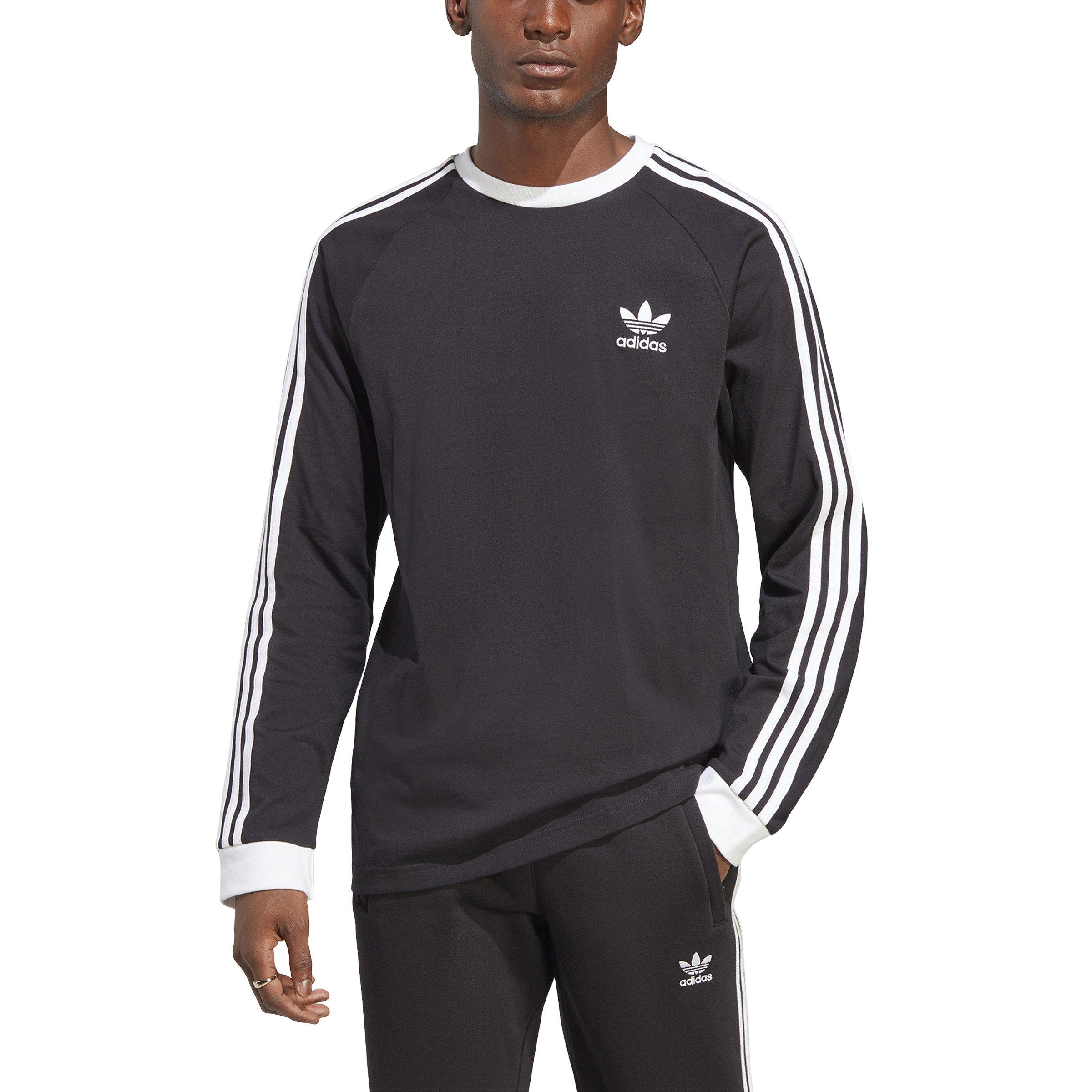 adidas Men's Adicolor Classics 3-Stripes Long-Sleeve Tee-Black